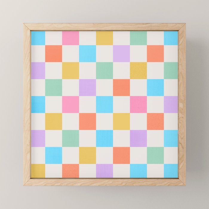 Pastel Checkered Pattern Mini Art Print Gallery Image 1