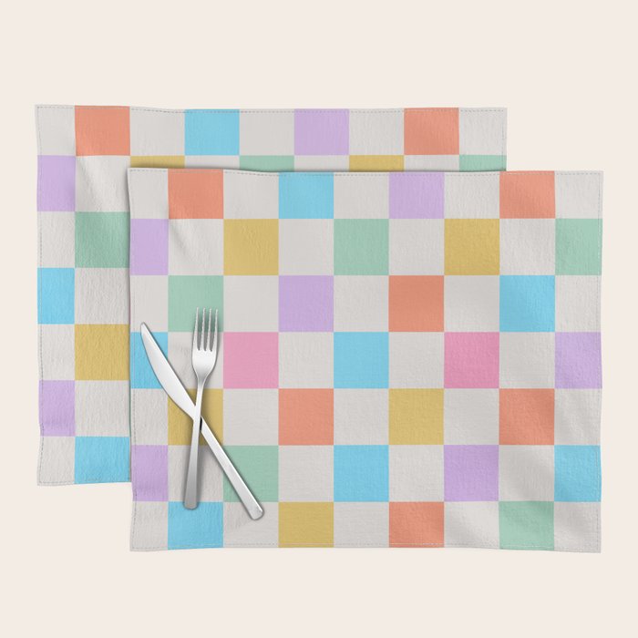 Pastel Checkered Pattern Placemat Gallery Image 1