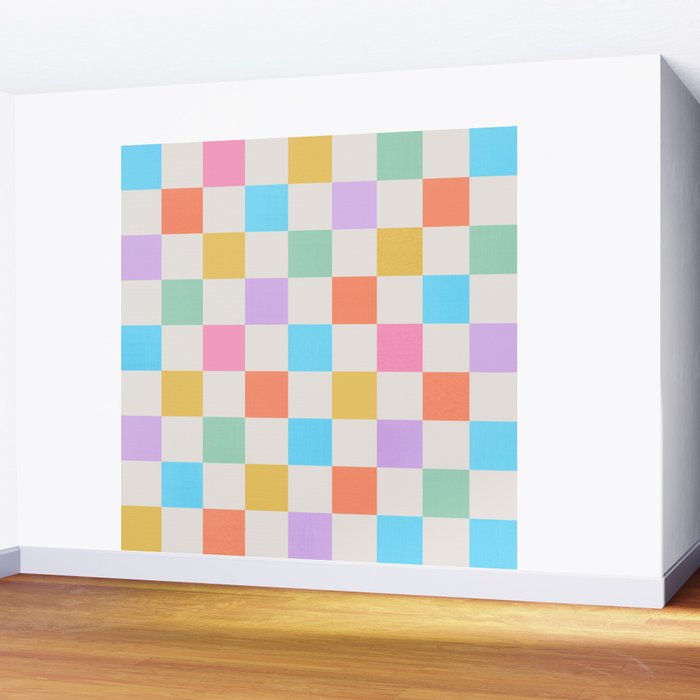 Pastel Checkered Pattern Wall Mural Gallery Image 2