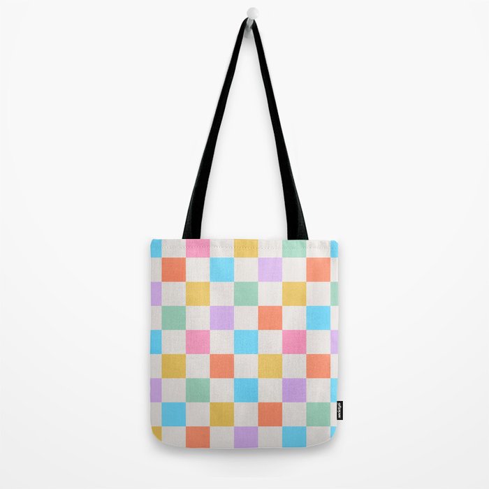 Pastel Checkered Pattern Tote Bag Gallery Image 2