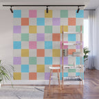 Pastel Checkered Pattern Wall Mural Gallery Image 1