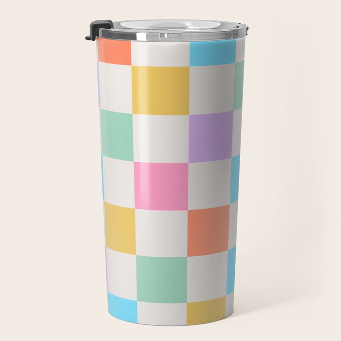 Pastel Checkered Pattern Travel Mug Gallery Image 3