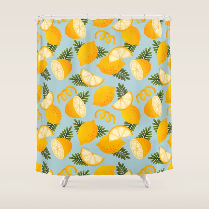 Lemon Pattern - Amalfi Coast Cocktails Shower Curtain Gallery Image 1