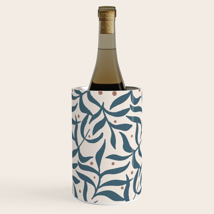 Branches and Berries - Teal and Mocha Wine Chiller Gallery Image 1