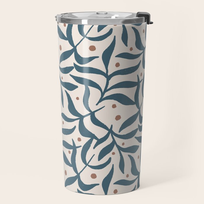 Branches and Berries - Teal and Mocha Travel Mug Gallery Image 2