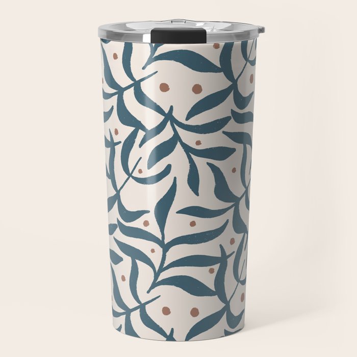 Branches and Berries - Teal and Mocha Travel Mug Gallery Image 1