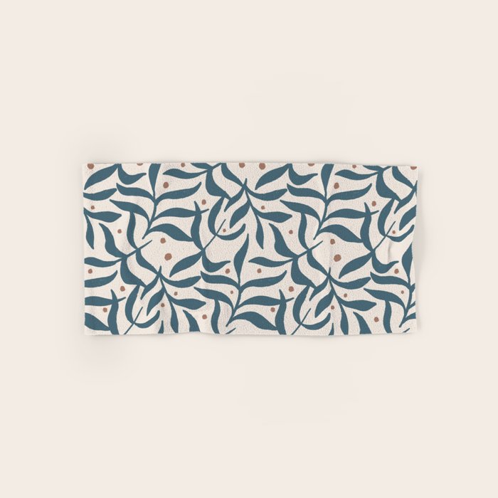 Branches and Berries - Teal and Mocha Bath Towel Gallery Image 1