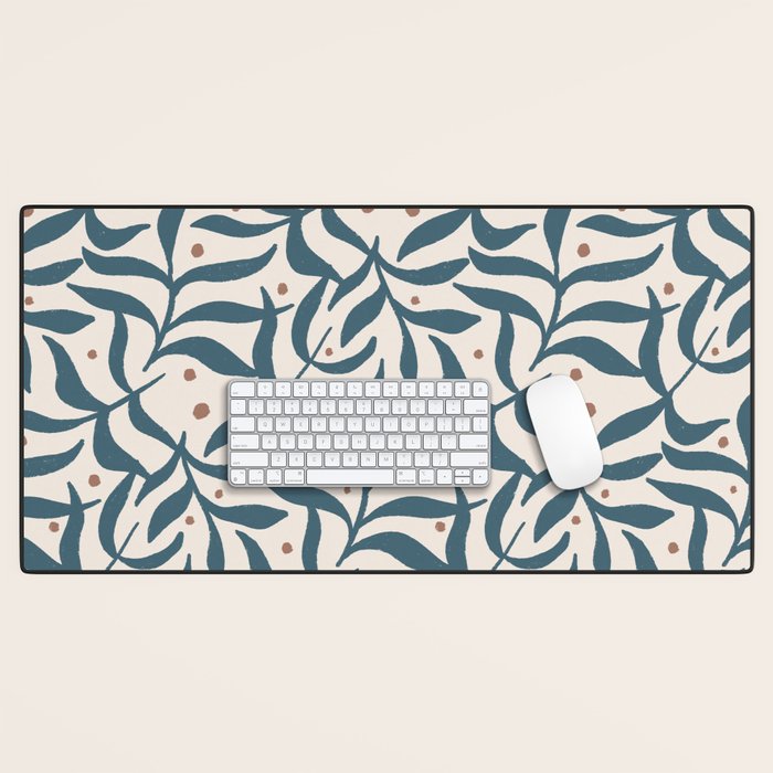 Branches and Berries - Teal and Mocha Desk Mat Gallery Image 1