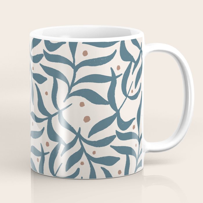 Branches and Berries - Teal and Mocha Coffee Mug Gallery Image 1