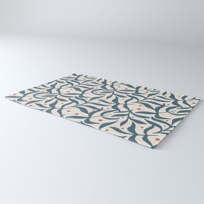 Branches and Berries - Teal and Mocha Rug Gallery Image 3