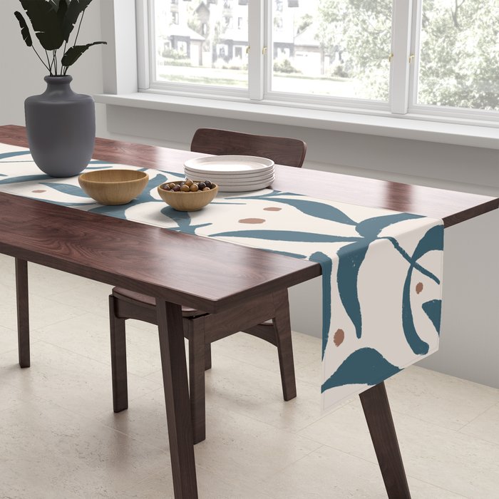 Branches and Berries - Teal and Mocha Table Runner Gallery Image 2