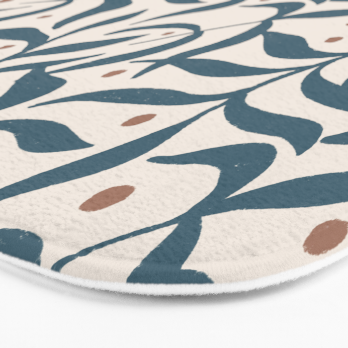 Branches and Berries - Teal and Mocha Bath Mat Gallery Image 3