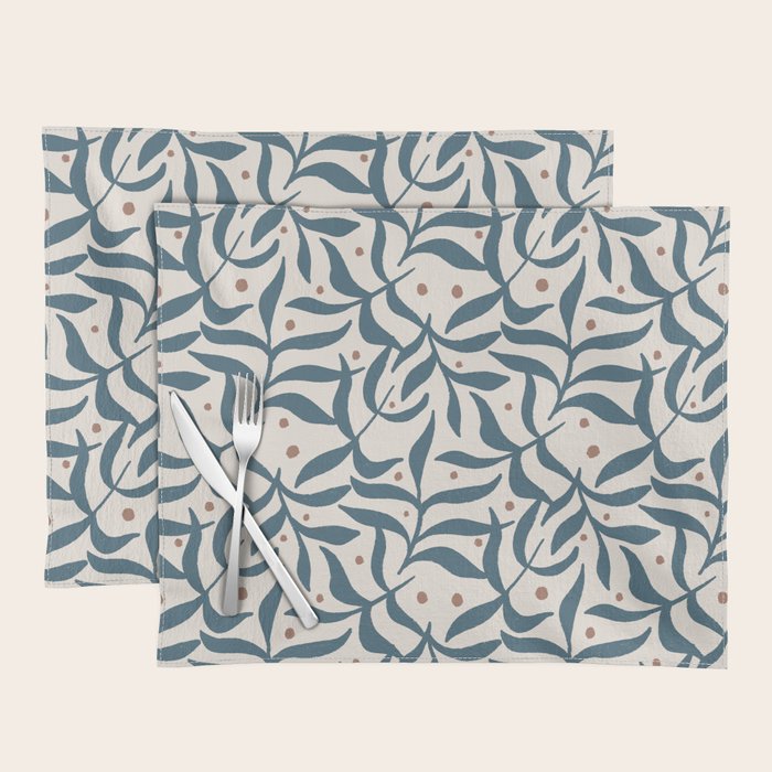 Branches and Berries - Teal and Mocha Placemat Gallery Image 1