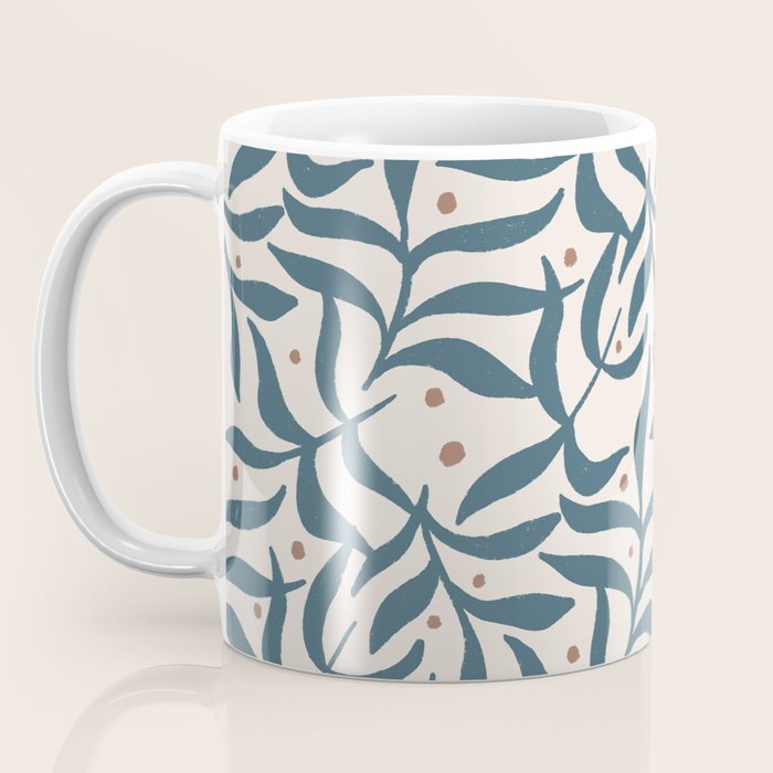 Branches and Berries - Teal and Mocha Coffee Mug Gallery Image 3