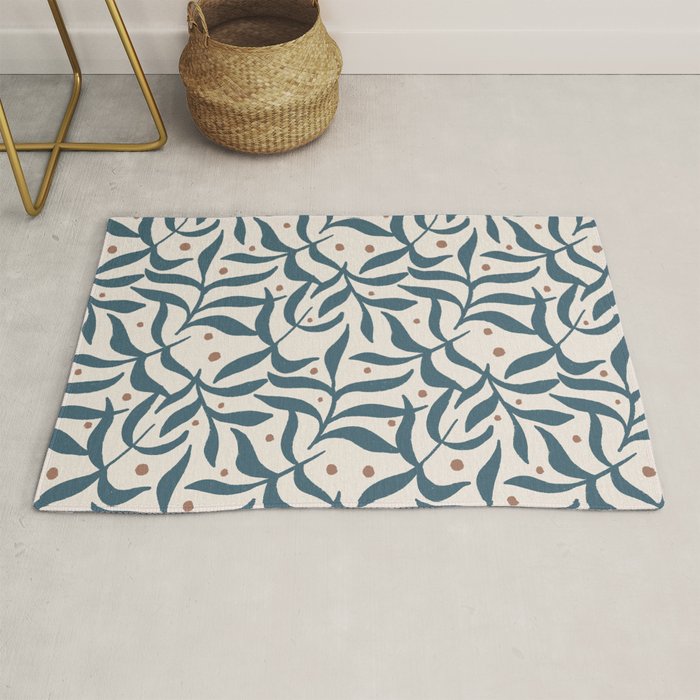 Branches and Berries - Teal and Mocha Rug Gallery Image 1