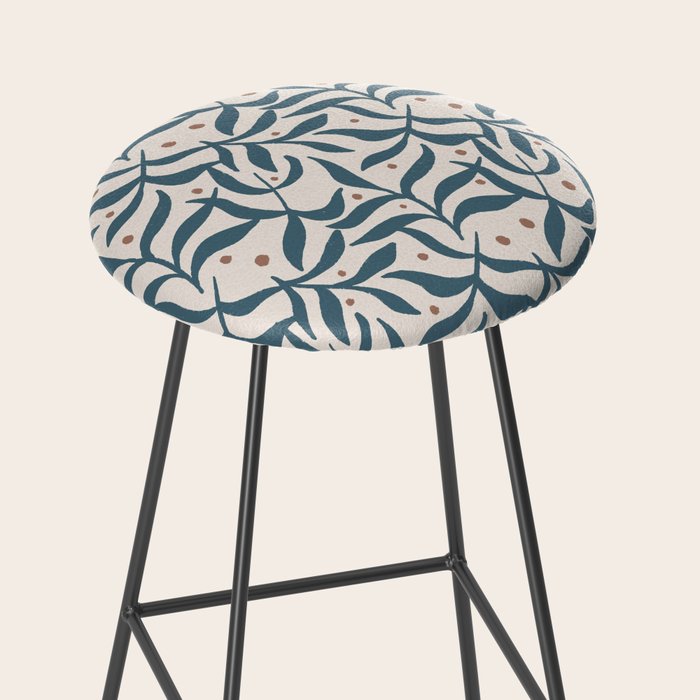 Branches and Berries - Teal and Mocha Stool Gallery Image 2