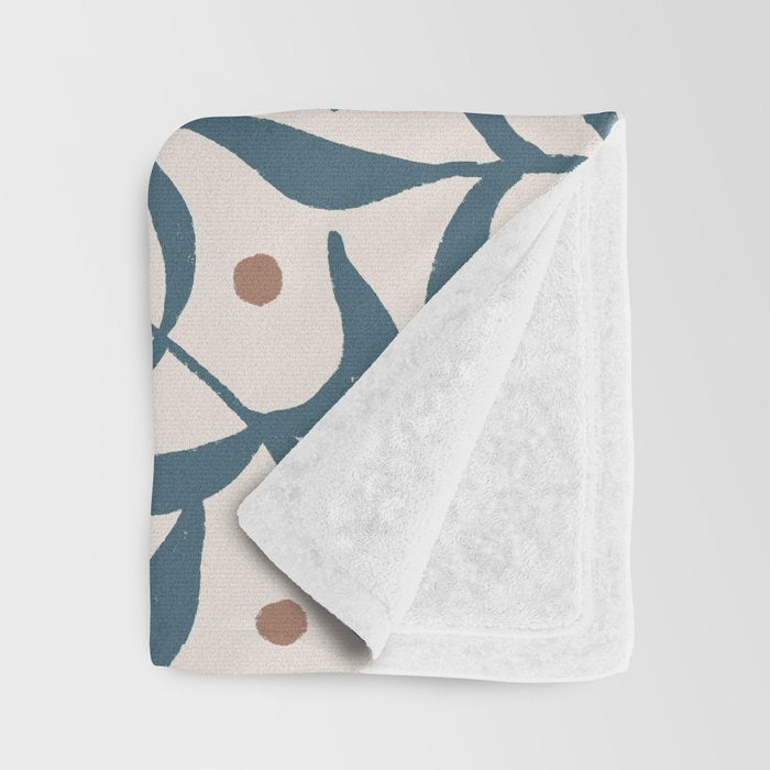 Branches and Berries - Teal and Mocha Throw Blanket Gallery Image 3