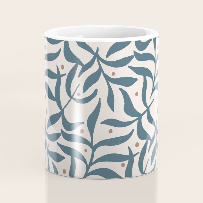 Branches and Berries - Teal and Mocha Coffee Mug Gallery Image 4