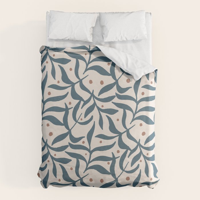 Branches and Berries - Teal and Mocha Duvet Cover Gallery Image 6