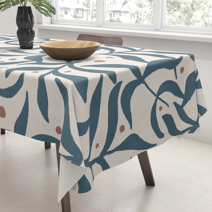 Branches and Berries - Teal and Mocha Tablecloth Gallery Image 3