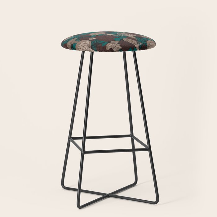 Moody Mushrooms and Pinecones Stool Gallery Image 1