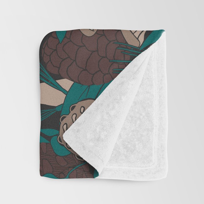 Moody Mushrooms and Pinecones Throw Blanket Gallery Image 3