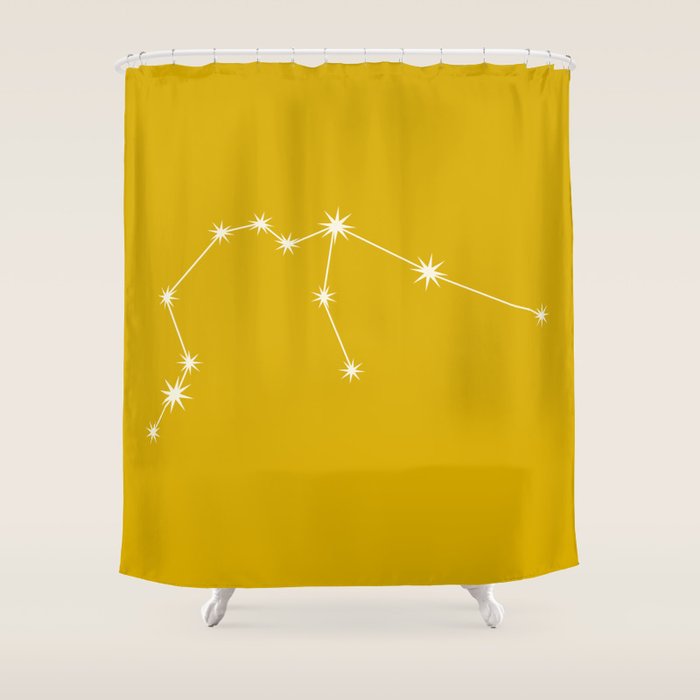 Aquarius Zodiac Star Constellation Line Art Golden Yellow Shower Curtain Gallery Image 1