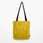 Aquarius Zodiac Star Constellation Line Art Golden Yellow Tote Bag Gallery Image 2