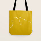 Aquarius Zodiac Star Constellation Line Art Golden Yellow Tote Bag Gallery Image 1