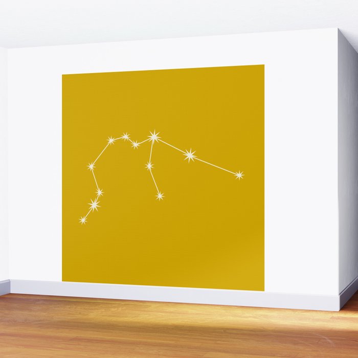 Aquarius Zodiac Star Constellation Line Art Golden Yellow Wall Mural Gallery Image 2