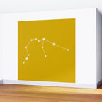 Aquarius Zodiac Star Constellation Line Art Golden Yellow Wall Mural Gallery Image 2