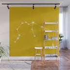 Aquarius Zodiac Star Constellation Line Art Golden Yellow Wall Mural Gallery Image 1