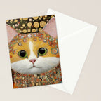 Gustav Klimt Style Cat with Green Eyes Stationery Card Gallery Image 2