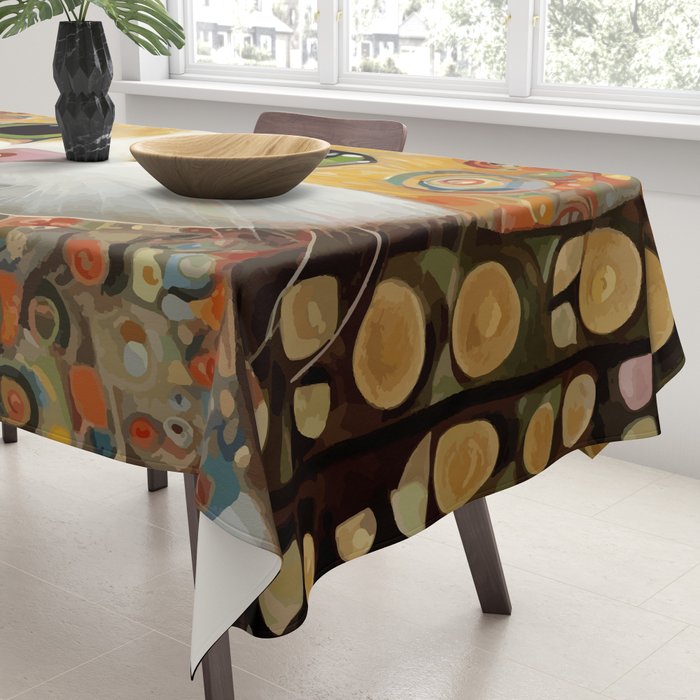 Gustav Klimt Style Cat with Green Eyes Tablecloth Gallery Image 3