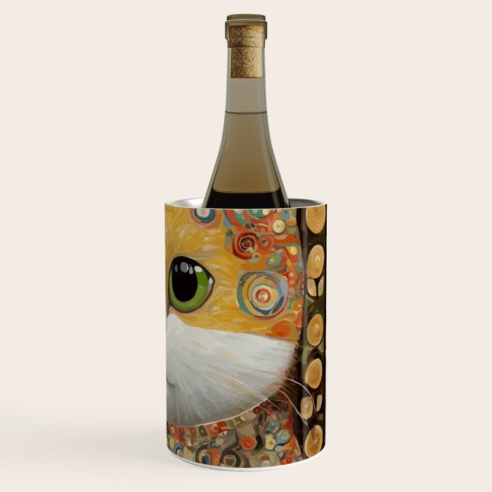 Gustav Klimt Style Cat with Green Eyes Wine Chiller Gallery Image 3
