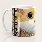 Gustav Klimt Style Cat with Green Eyes Coffee Mug Gallery Image 3
