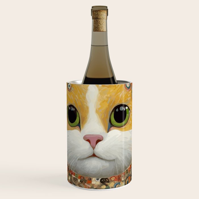 Gustav Klimt Style Cat with Green Eyes Wine Chiller Gallery Image 1