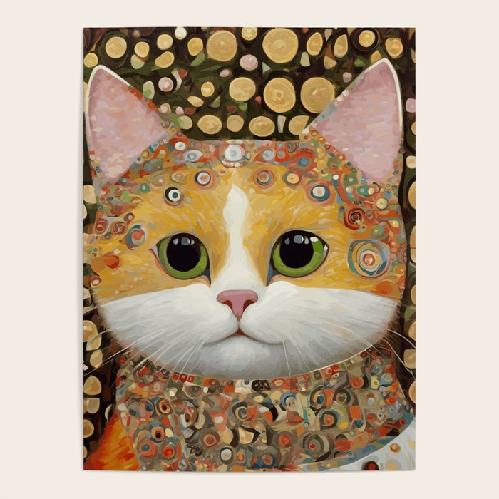 Gustav Klimt Style Cat with Green Eyes Poster Gallery Image 4