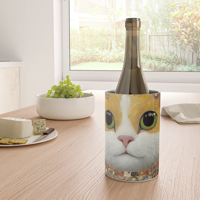 Gustav Klimt Style Cat with Green Eyes Wine Chiller Gallery Image 4