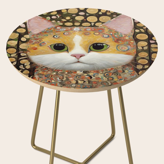 Gustav Klimt Style Cat with Green Eyes Side Table Gallery Image 2