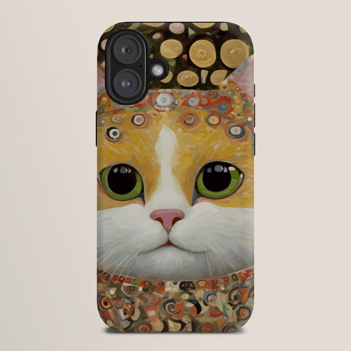 Gustav Klimt Style Cat with Green Eyes iPhone Case Gallery Image 10