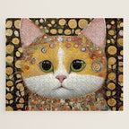 Gustav Klimt Style Cat with Green Eyes Jigsaw Puzzle Gallery Image 1