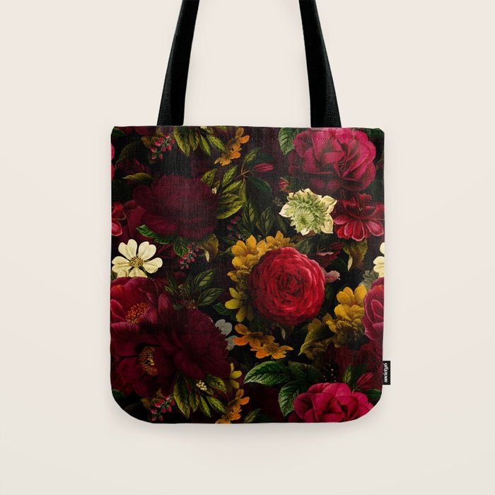 Dutch Midnight Vintage Red Roses Garden Tote Bag Gallery Image 1