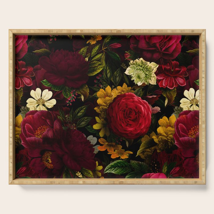 Dutch Midnight Vintage Red Roses Garden Serving Tray Gallery Image 1