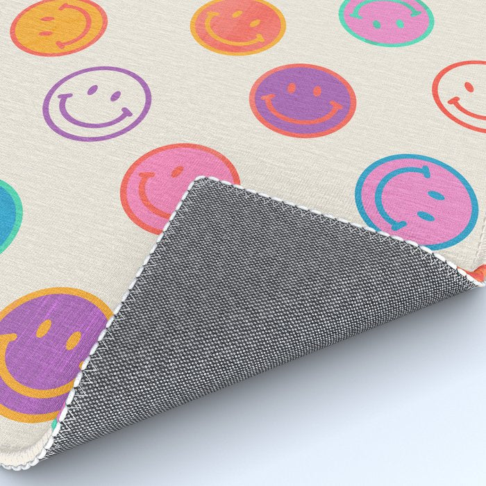 Retro Rainbow Smiling Faces Pattern Rug Gallery Image 4