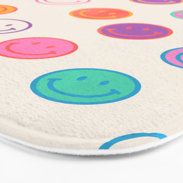 Retro Rainbow Smiling Faces Pattern Bath Mat Gallery Image 3
