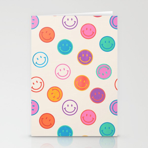 Retro Rainbow Smiling Faces Pattern Stationery Card Gallery Image 2