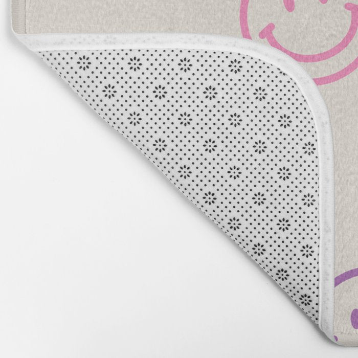 Retro Rainbow Smiling Faces Pattern Bath Mat Gallery Image 2