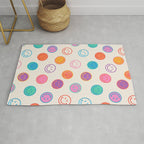 Retro Rainbow Smiling Faces Pattern Rug Gallery Image 1