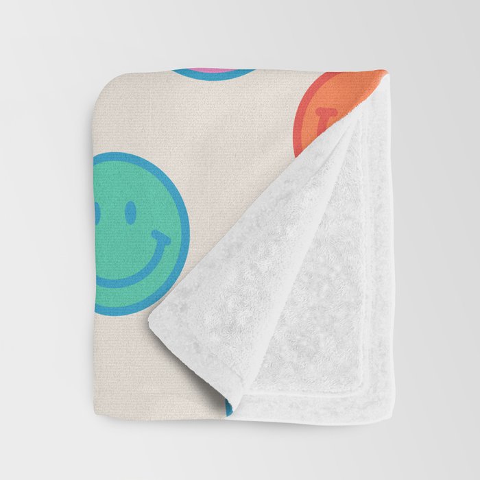 Retro Rainbow Smiling Faces Pattern Throw Blanket Gallery Image 3
